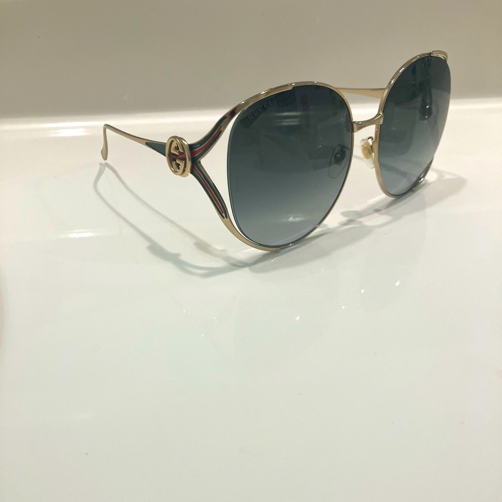 Round, Gold Thrifted Gucci Sun Glasses